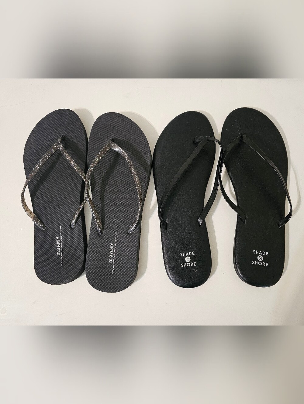 Shade & Shore Old Navy Women's Black Flip Flop Sandals Bundle Of 2